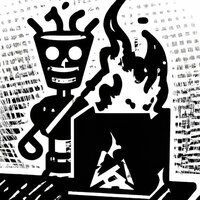 An image of an openai bot being burned at the stake in the style of a woodcut. (1).jpg
